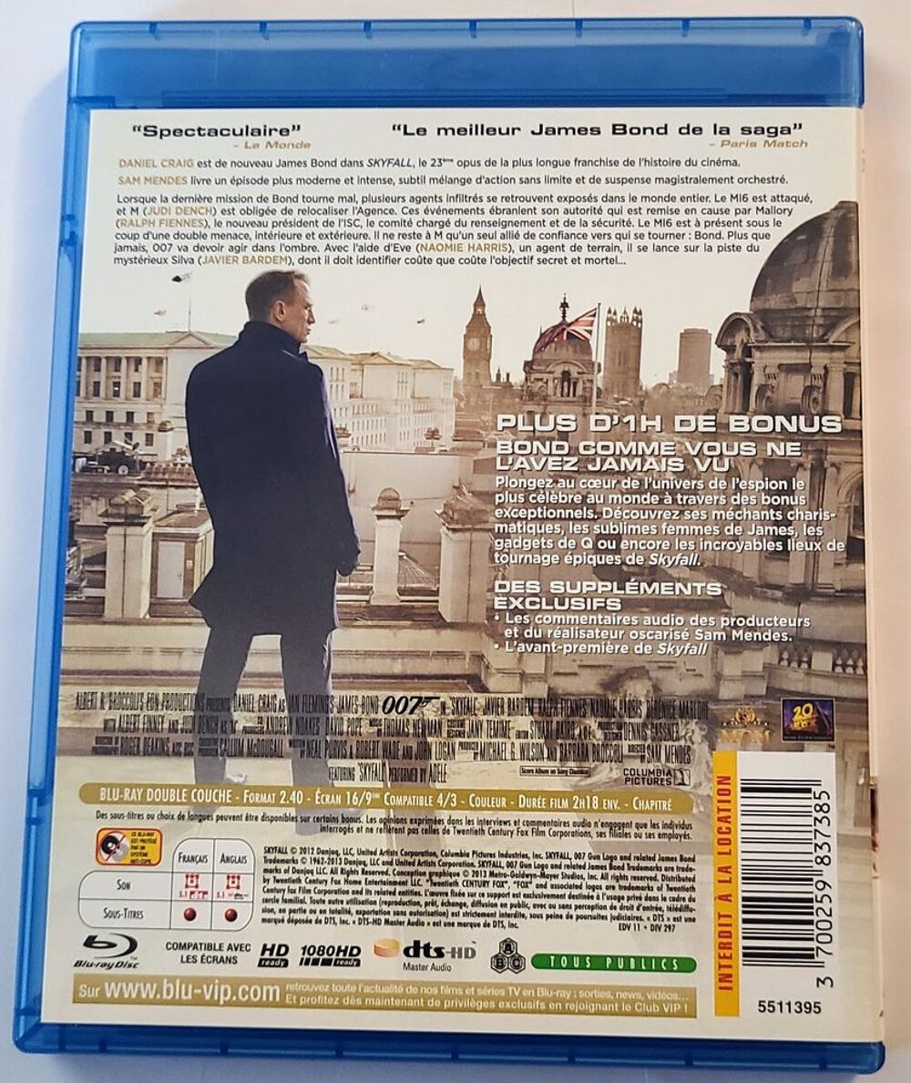 James Bond-Skyfall bluray DVD et blu-ray