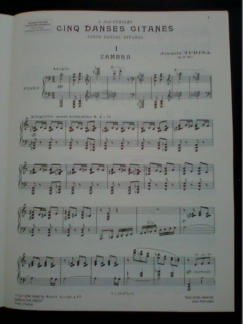 Partition Piano TURINA Danses Gitanes Neuf MIROTON Livres et BD