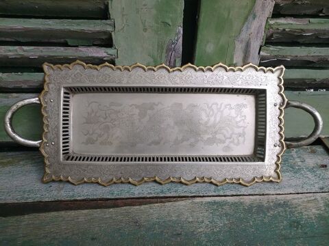 Grand Plateau M�tal Argent ou �tain Chine Indochine 1 Loches (37)