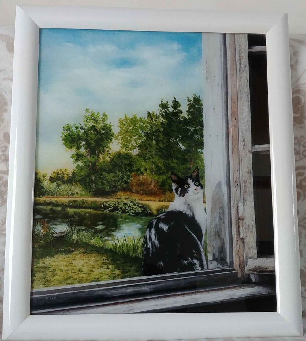 Peinture sous-verre sign&eacute;e de Mich&egrave;le Bruel Décoration