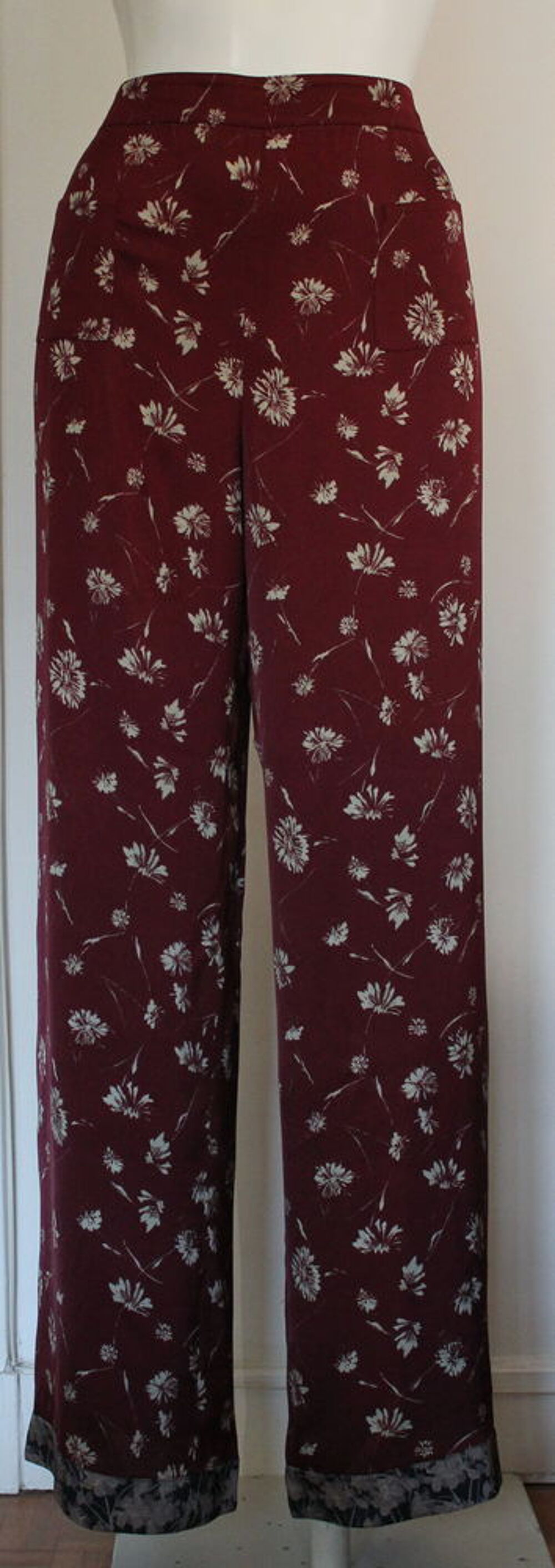 Pantalon bordeaux fleuri ETRO T.40 Fr Vêtements