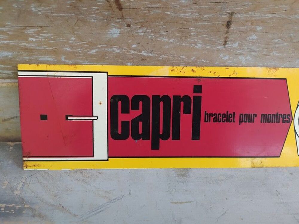 Ancienne Plaque T&ocirc;le Publicitaire Capri Bracelet Montres 