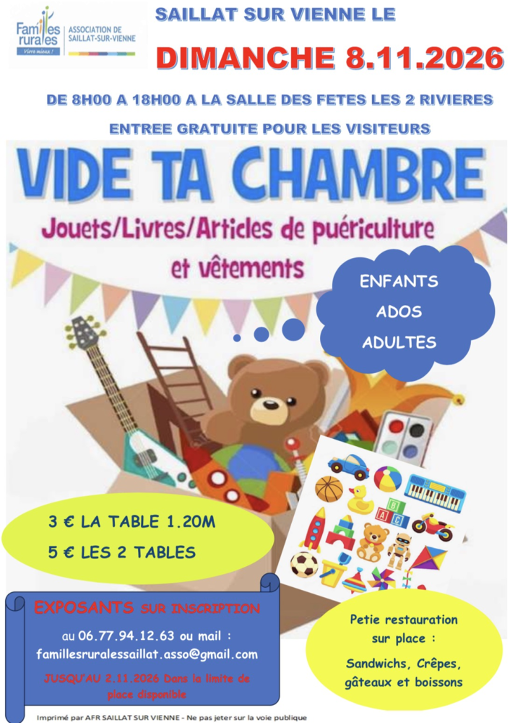 VIDE TA CHAMBRE Vide grenier, marché aux puces, braderie