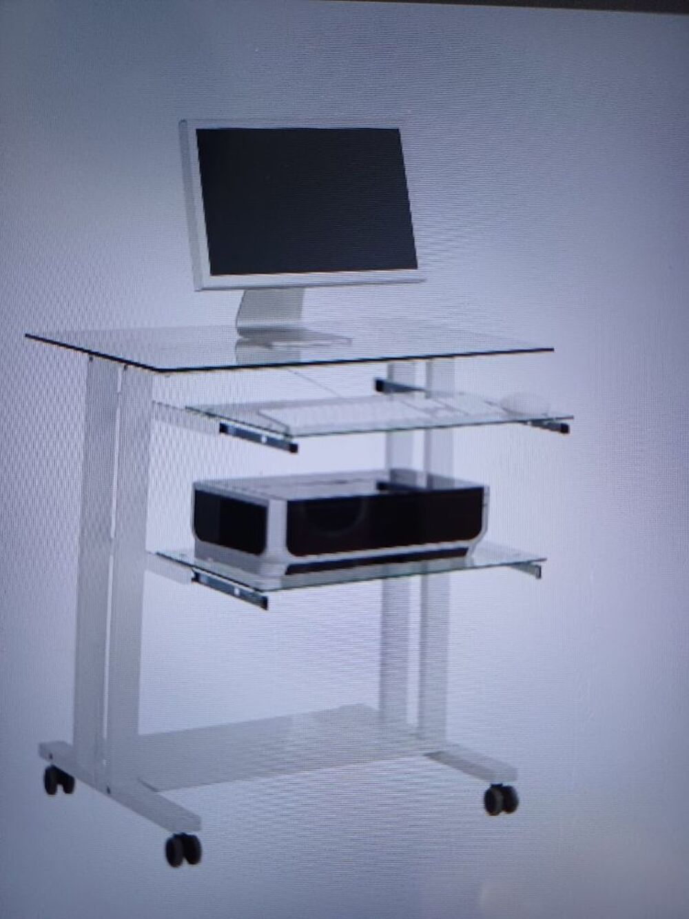 meuble bureau verre tremp&eacute; Matériel informatique