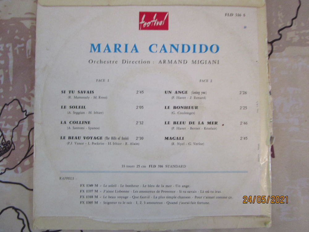 vinyle de MARIA CANDIDO orchestre A MIGIANI CD et vinyles