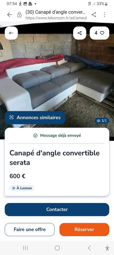 canap� d'angle convertible SERATA 340 Lezoux (63)