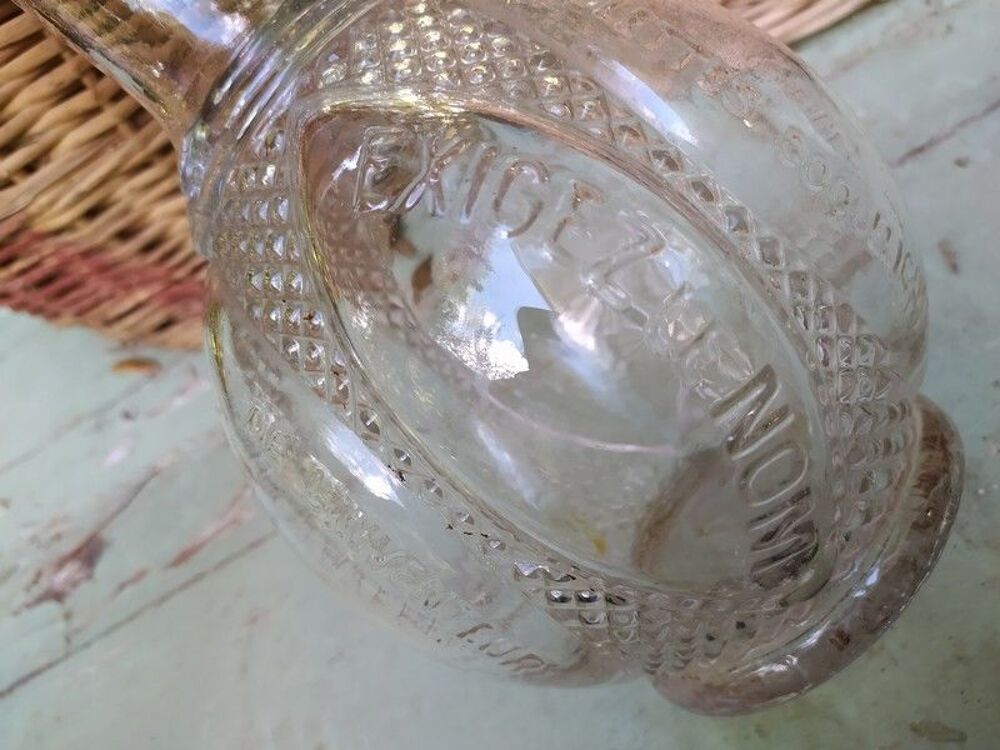 Ancien Bouteille Carafe Publicitaire Verre Bonbons Tavernier 