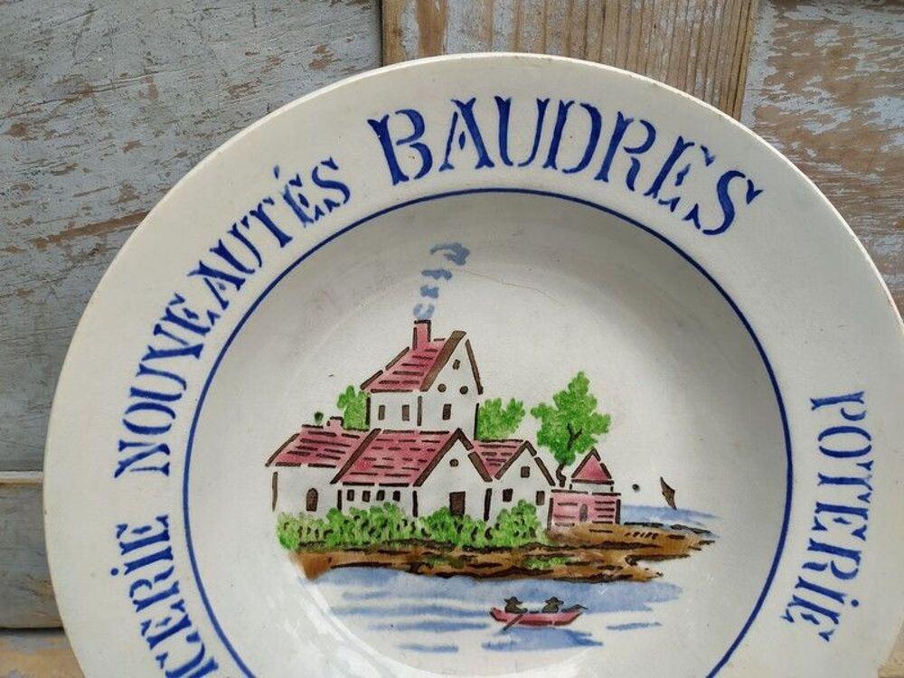 Assiette Publicitair Fa&iuml;ence Gien &Eacute;picerie Baudres Marseille 