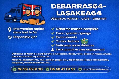 D&eacute;barras maison / appartement / cave rapide et s&eacute;rieux 0 64100 Bayonne