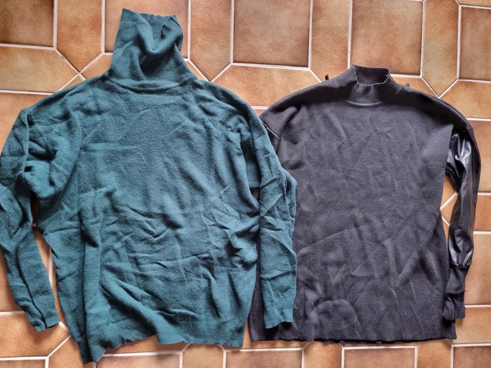 Lot de 2 pulls vert et noire pour femme taille M/L Vêtements