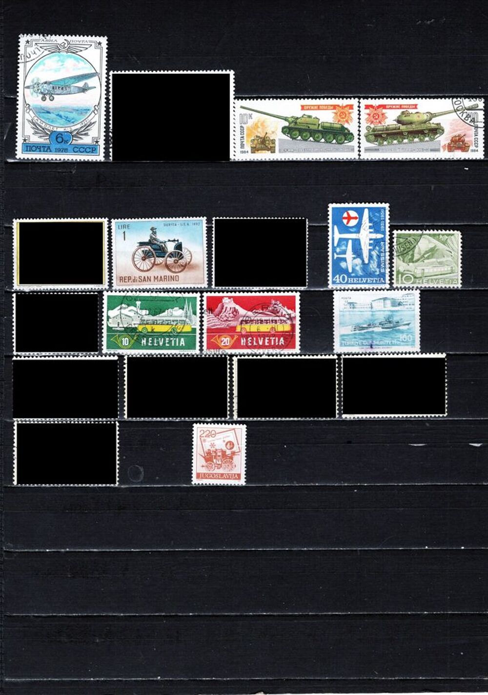 lot de 64 timbres d'EUROPE sur les TRANSPORTS DIVERS 