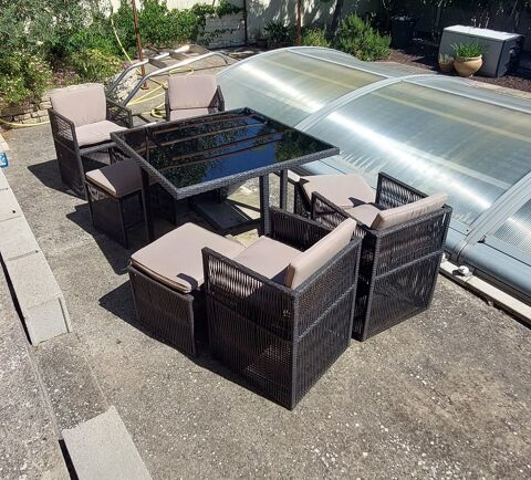Salon de jardin résine tressée avec table et fauteuils Lançon-Provence (13)