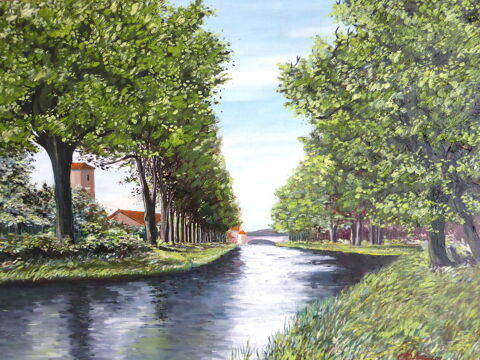 Aquarelles sur chassis tol - Canal du midi , Toulouse 25 Rouvroy (62)