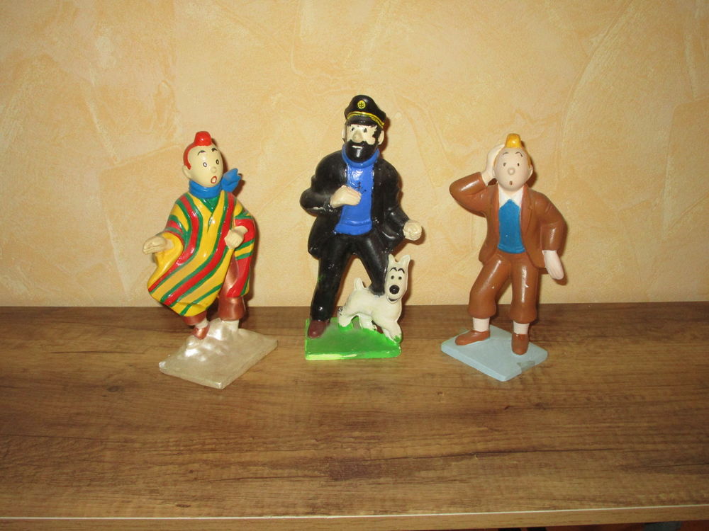 LOT VIEILLES FIGURINE TINTIN -HADDOCK EN PLATRE 