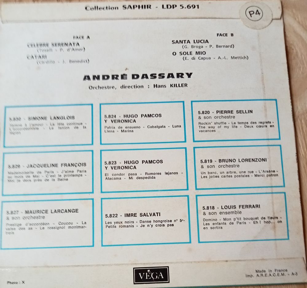  DISQUE VYNIL 45 TOURS D ANDRE DASSARY / CD et vinyles