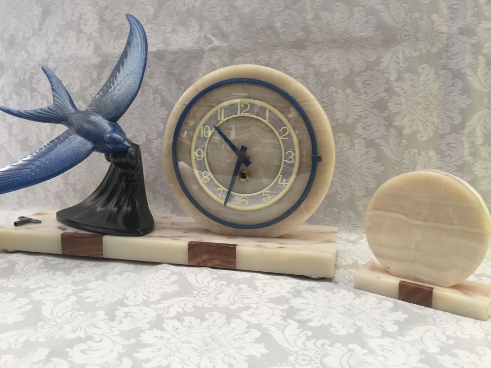 ANCIENNE PENDULE HORLOGE MECANIQUE &Eacute;POQUE ART D&Eacute;CO 1930 Tbe D�coration