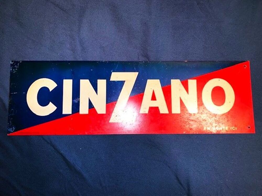 Ancienne Plaque t&ocirc;le CINZANO Philippault bar caf&eacute; pub bistro Décoration