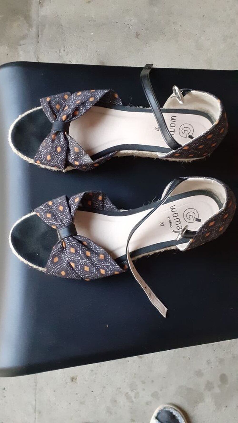 Sandales tissu et corde tress&eacute;e 37 Chaussures