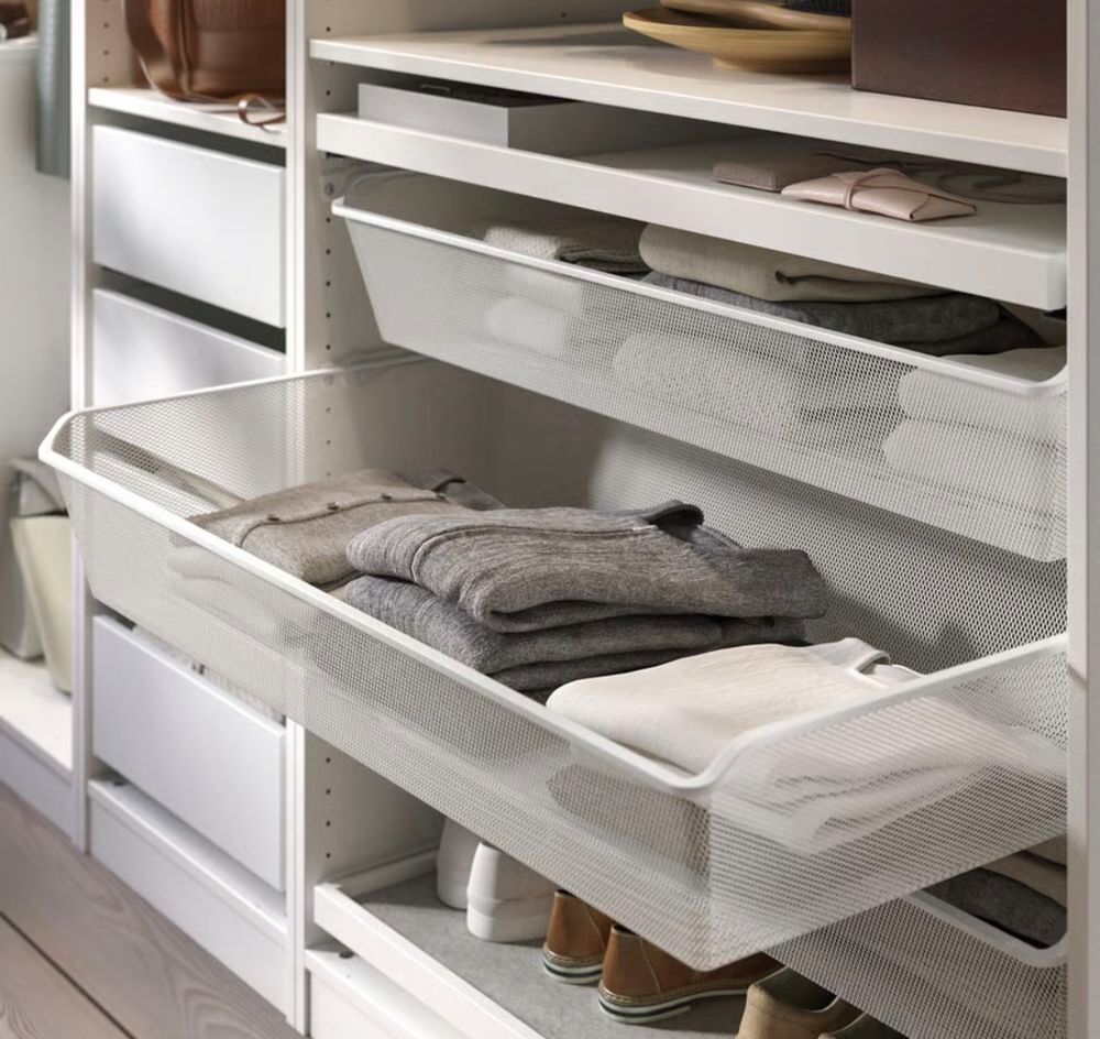 3 Tiroirs rail coulissant IKEA en filet metallique Décoration