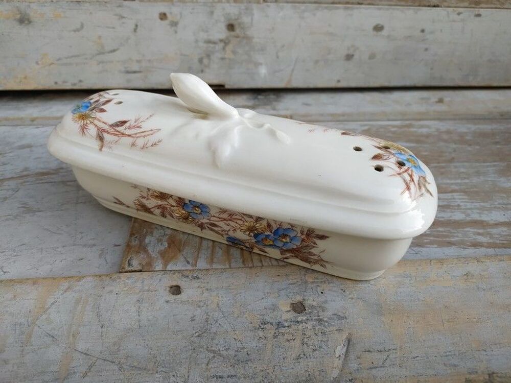 Ancienne Boite Porte Brosse &agrave; Dent Porcelaine Th&egrave;me Floral 
