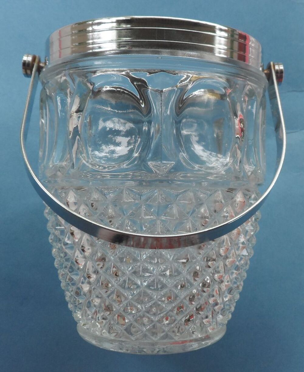 Seau &agrave; glace Oberglas Austria taille diamant, vintage ans 60 Cuisine