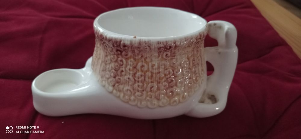 Support savon blaireau rasoir en porcelaine. Décoration