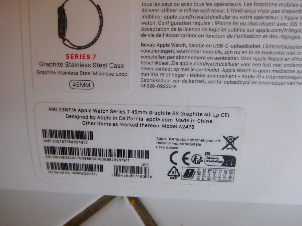 MONTRE CONNECTEE APPLE WATCH 45 MM SERIE 7 Matériel informatique