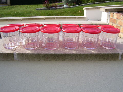 12 Pots  Confiture en verre pais  facettes avec couvercle 35 Estres-Saint-Denis (60)