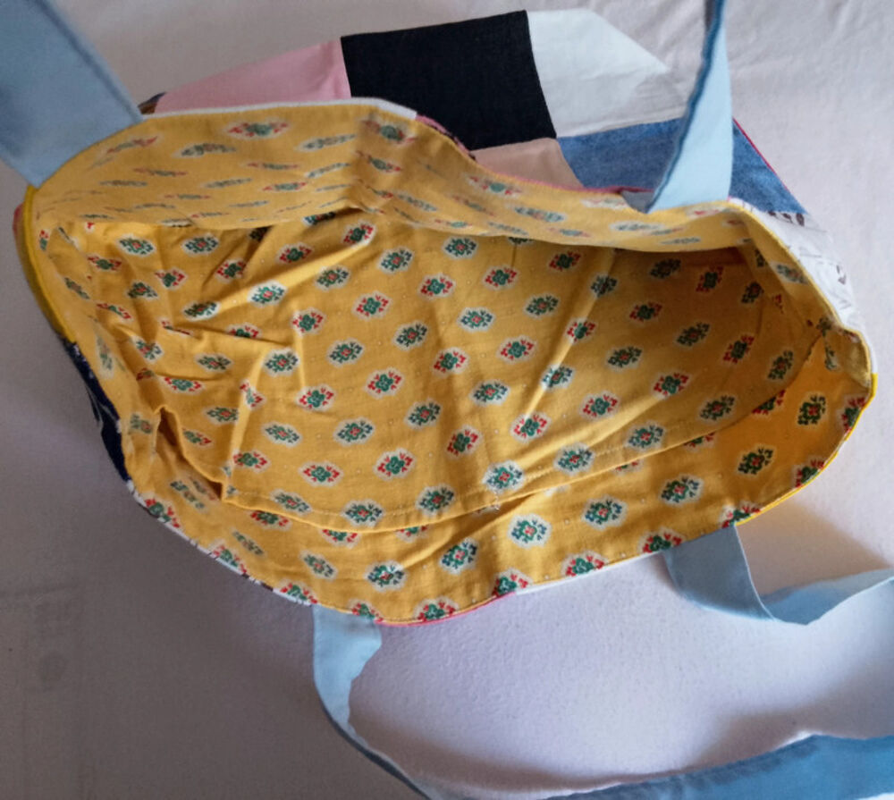 Sac patchwork en tissu et jean fait main Maroquinerie