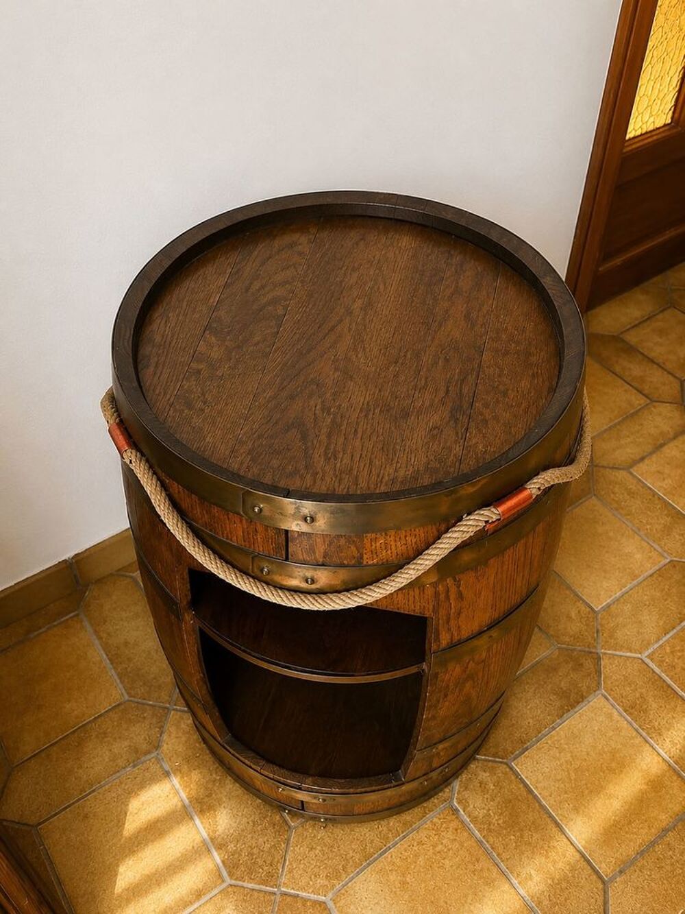 Meuble bar tonneau en bois massif Décoration