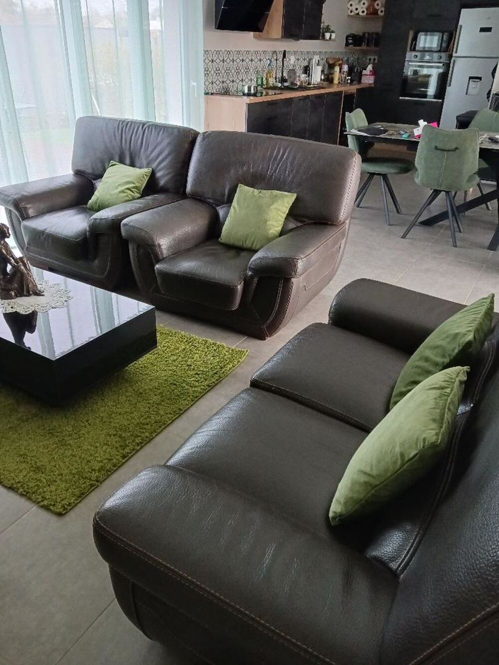 Salon cuir de buffle marron Meubles