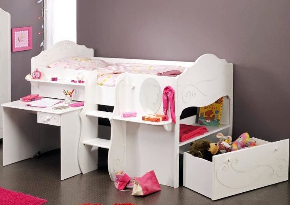 LIT mi-hauteur +BUREAU+COFFRE 90/200 Meubles