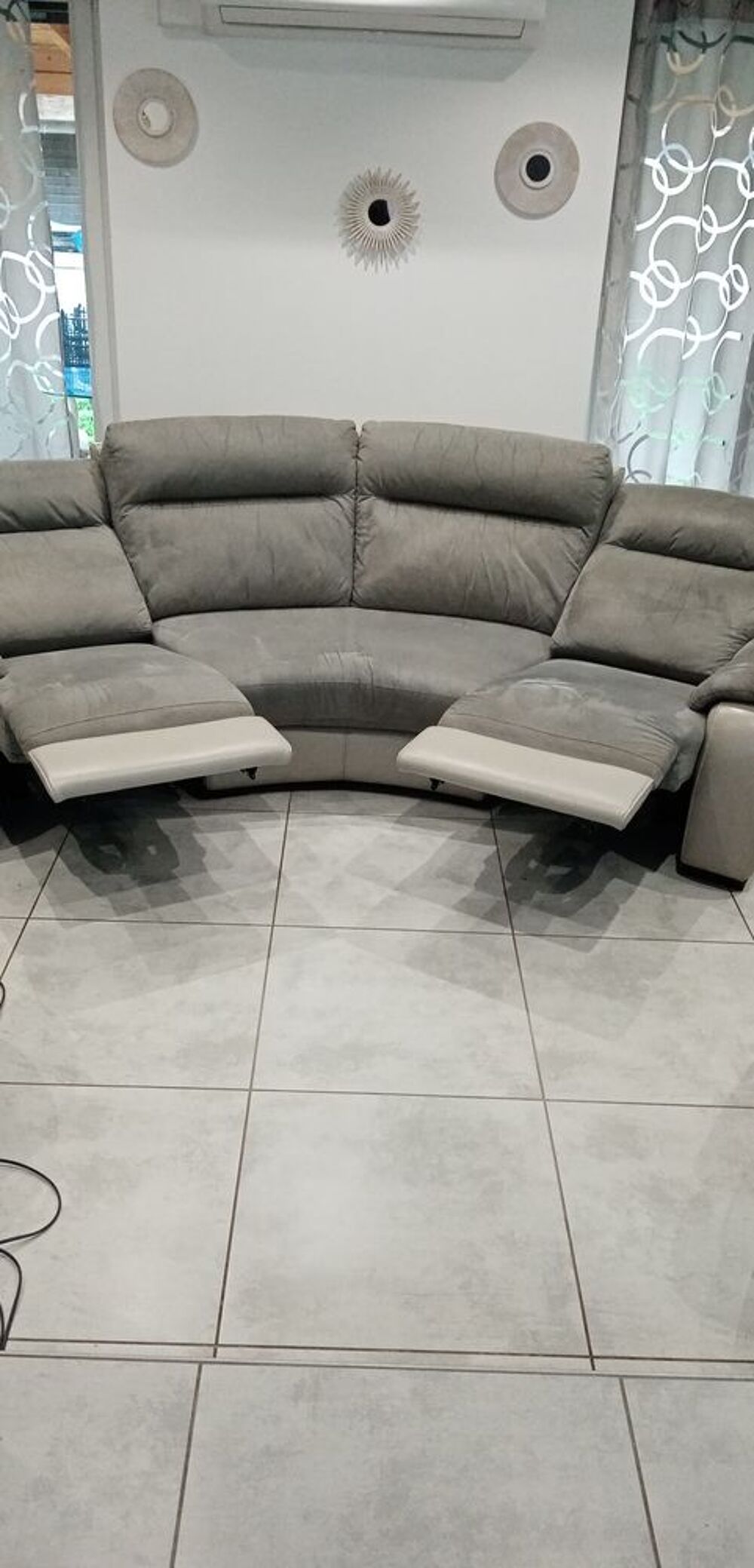 Canap&eacute; relax + fauteuil fixe Cuir Center Meubles