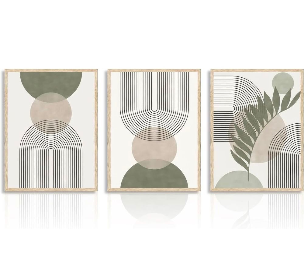 Lot de 3 Tableaux D&eacute;coratifs Style Scandinave - Design Abstrait Moderne Décoration