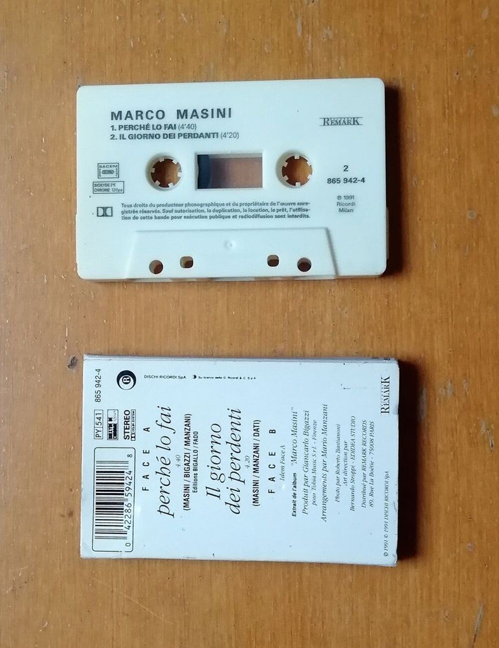 K7 Marco MASINI : Perch&eacute; lo fai- Remark 865 942-4 - Italie CD et vinyles