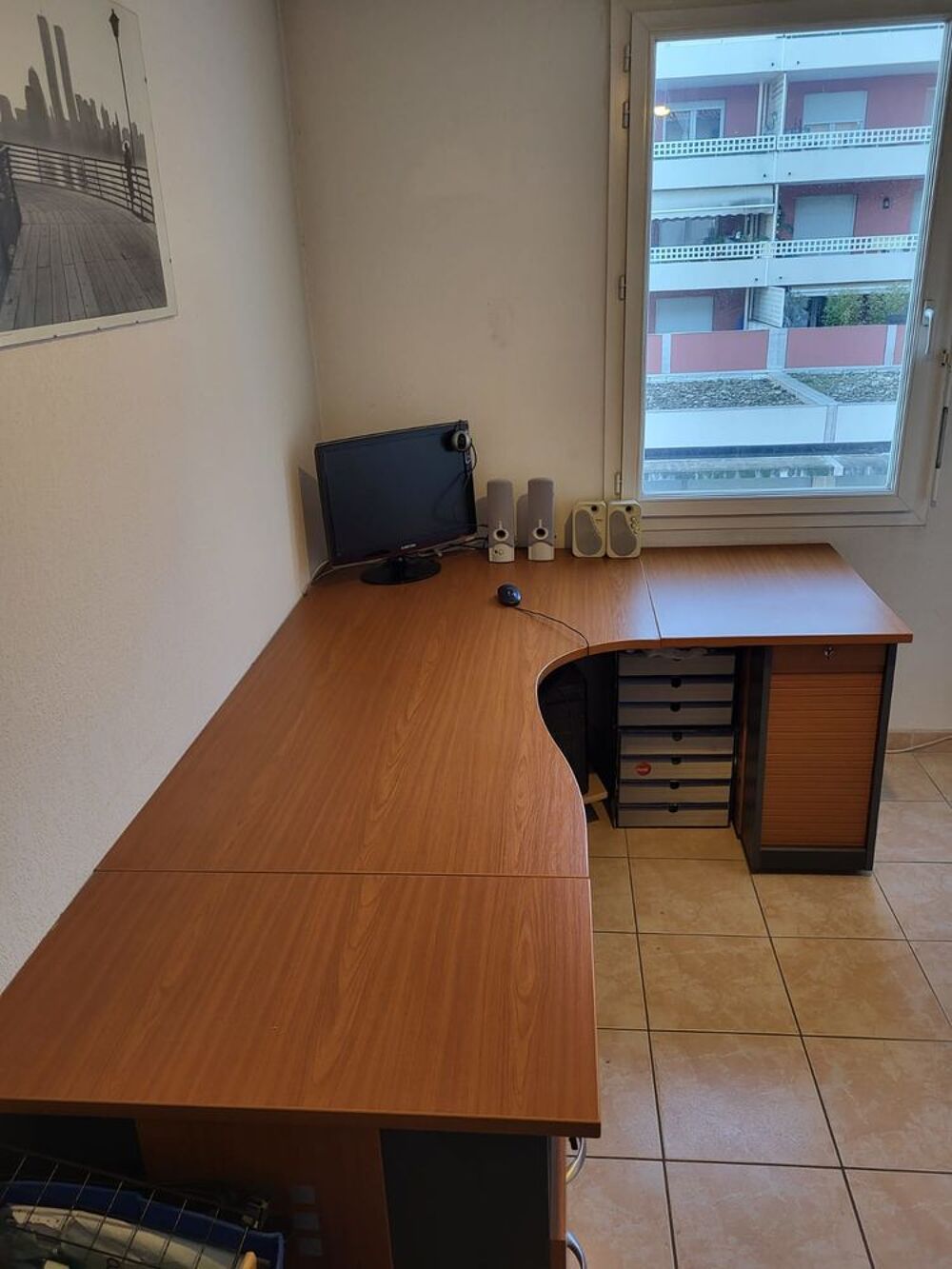 Bureau de Direction d'angle en bois avec rangements Meubles