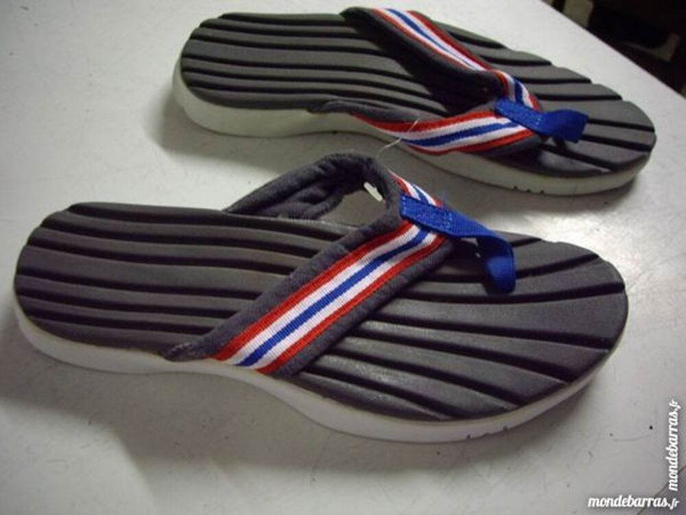 Tongs Gris bariol&eacute; &agrave; semelle &eacute;paisse pt 41 Chaussures