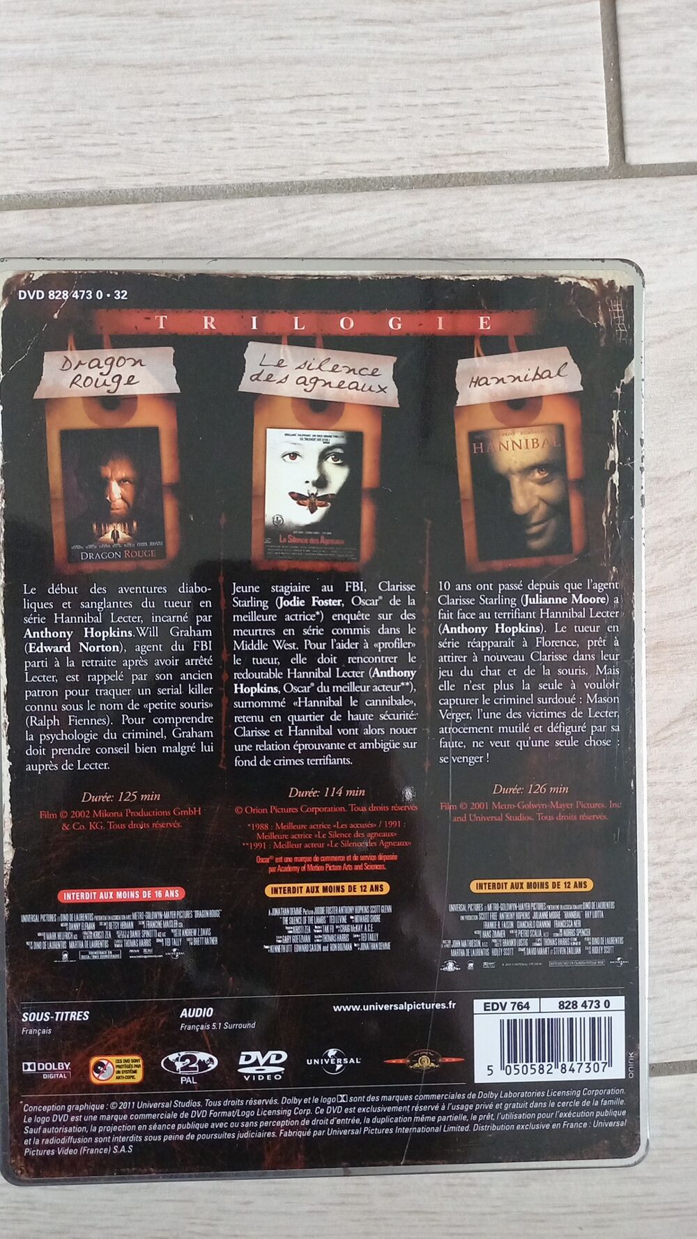 Trilogie Hannibal DVD et blu-ray