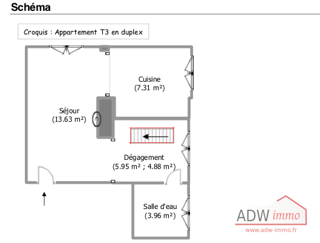  Appartement  vendre 3 pices 59 m