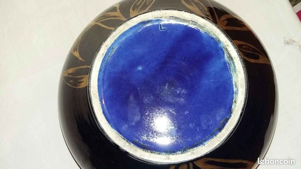 Grand cache pot ancien, Bleu de S&egrave;vres &eacute;maill&eacute; et dorures Décoration