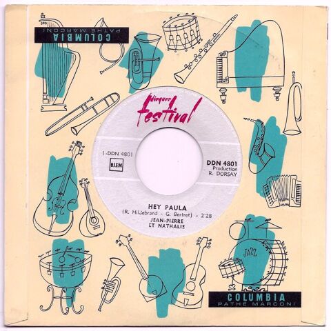 JEAN-PIERRE ET NATHALIE -45t JUKE-BOX- HEY PAULA -Fr.BIEM 63 3 Tourcoing (59)