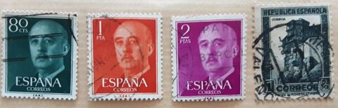 4 timbres à collection ESPAGNE oblitérés 2 Pontoise (95)
