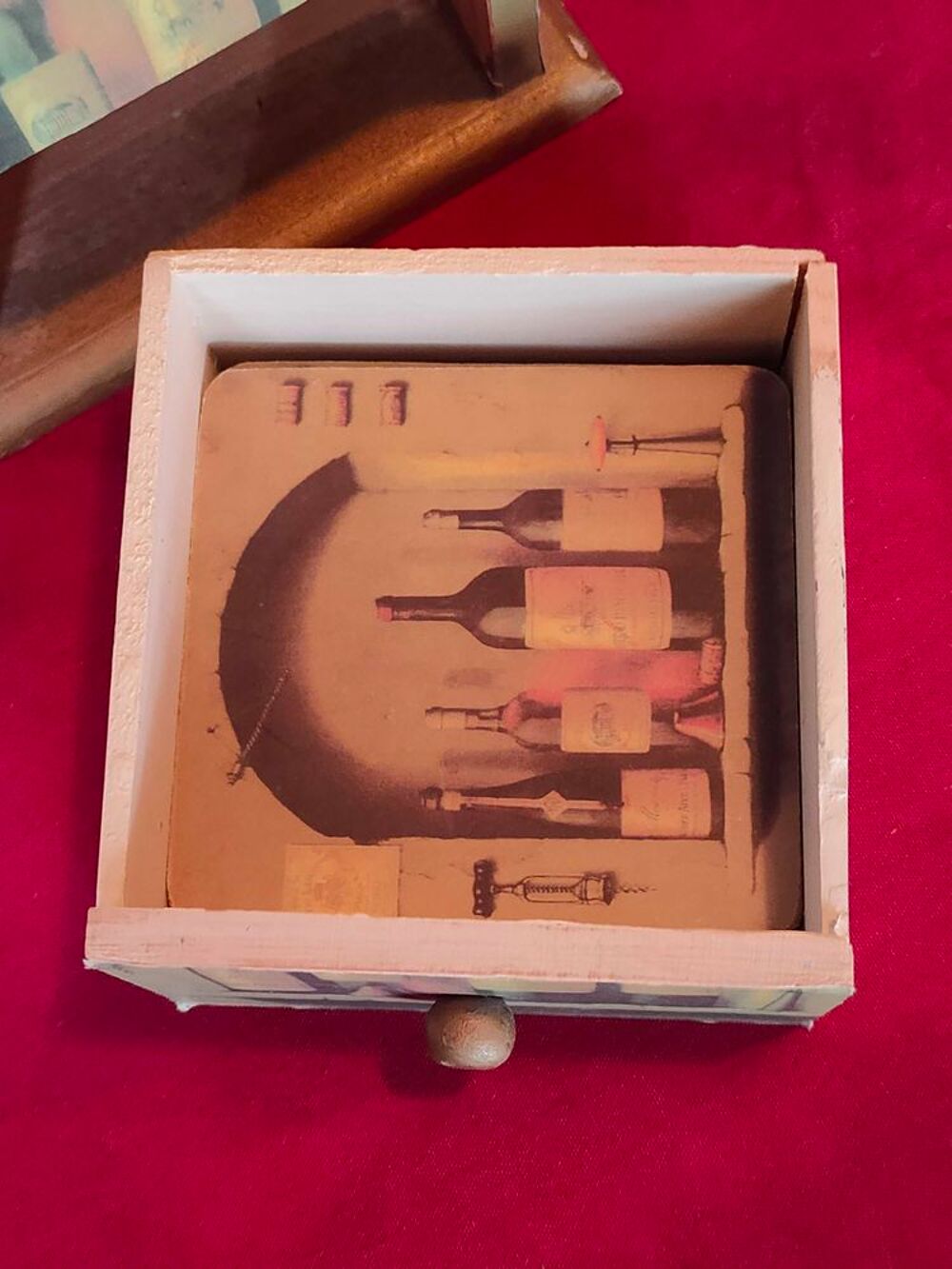 Porte-bouteilles+avec+6+dessous+de+verre Décoration