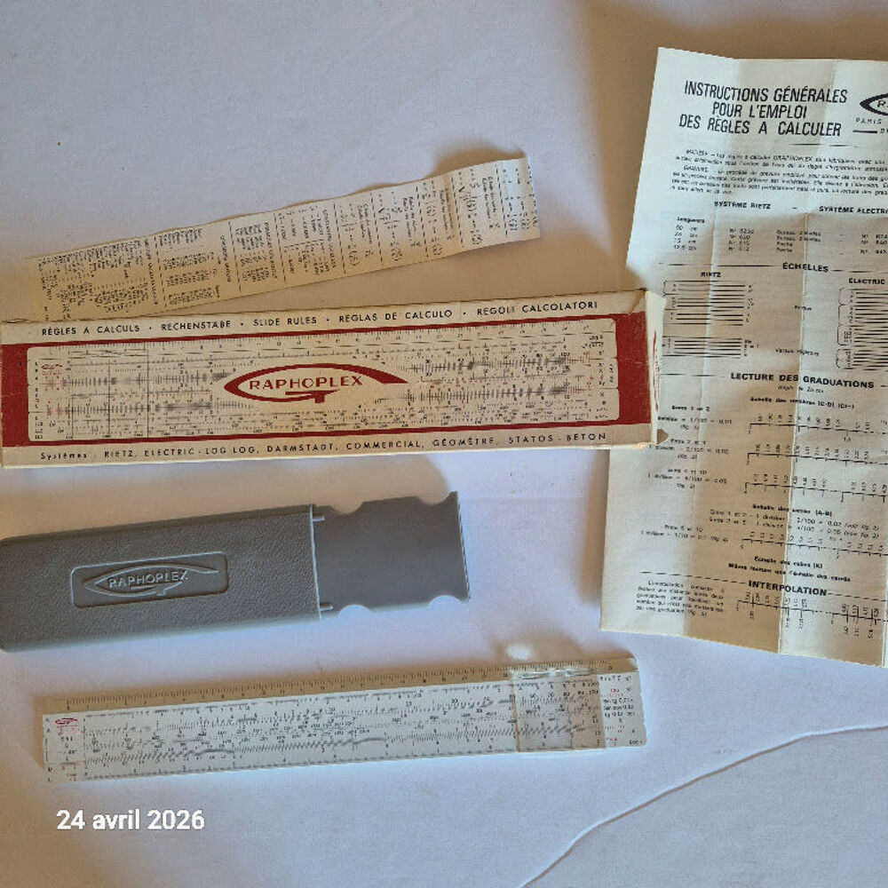 Avant la calculatrice , la r&egrave;gle &agrave; calculs graphoplex, sa Bricolage