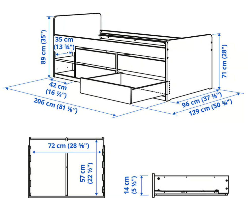 Lit rangements ikea Slakt 1 personne Meubles