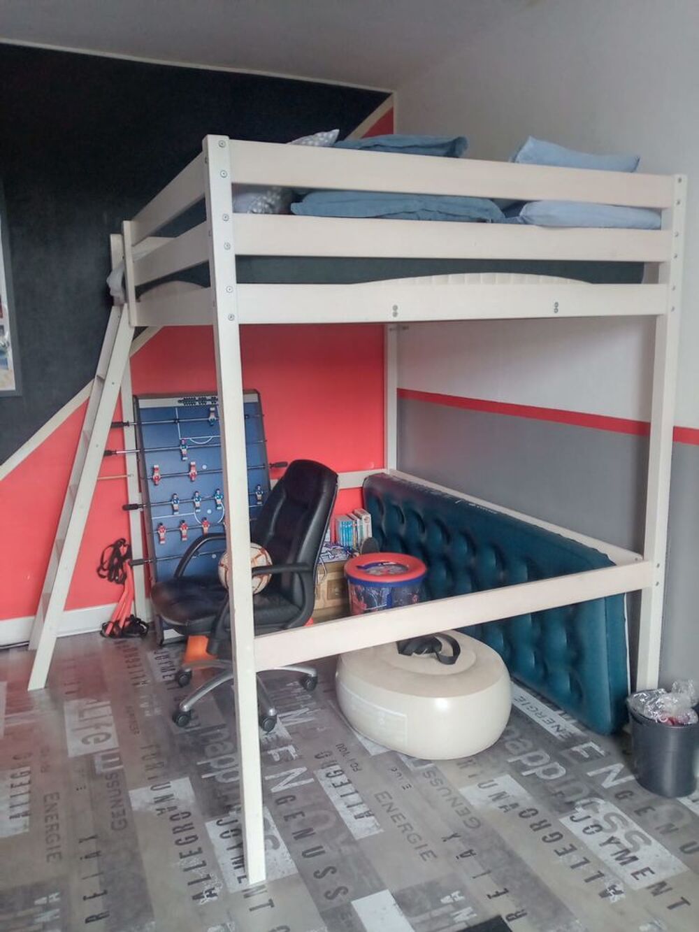 Lit mezzanine 2 places + armoire Meubles