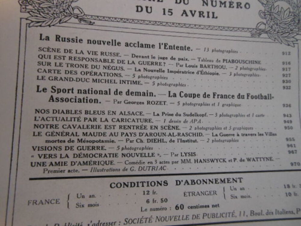lecture pour tous du 15 avril 1917 Livres et BD