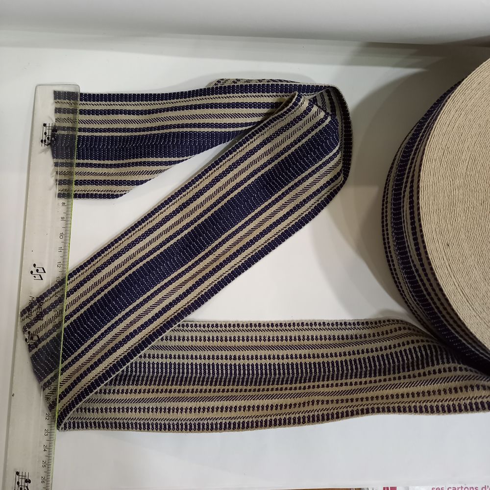 Sangle en coton de couleur bleue et naturel de qualit&eacute; sup&eacute;r Décoration