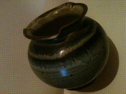Vase terre cuite céramique genre grès vernissé bleu gris 7 Bosc-le-Hard (76)