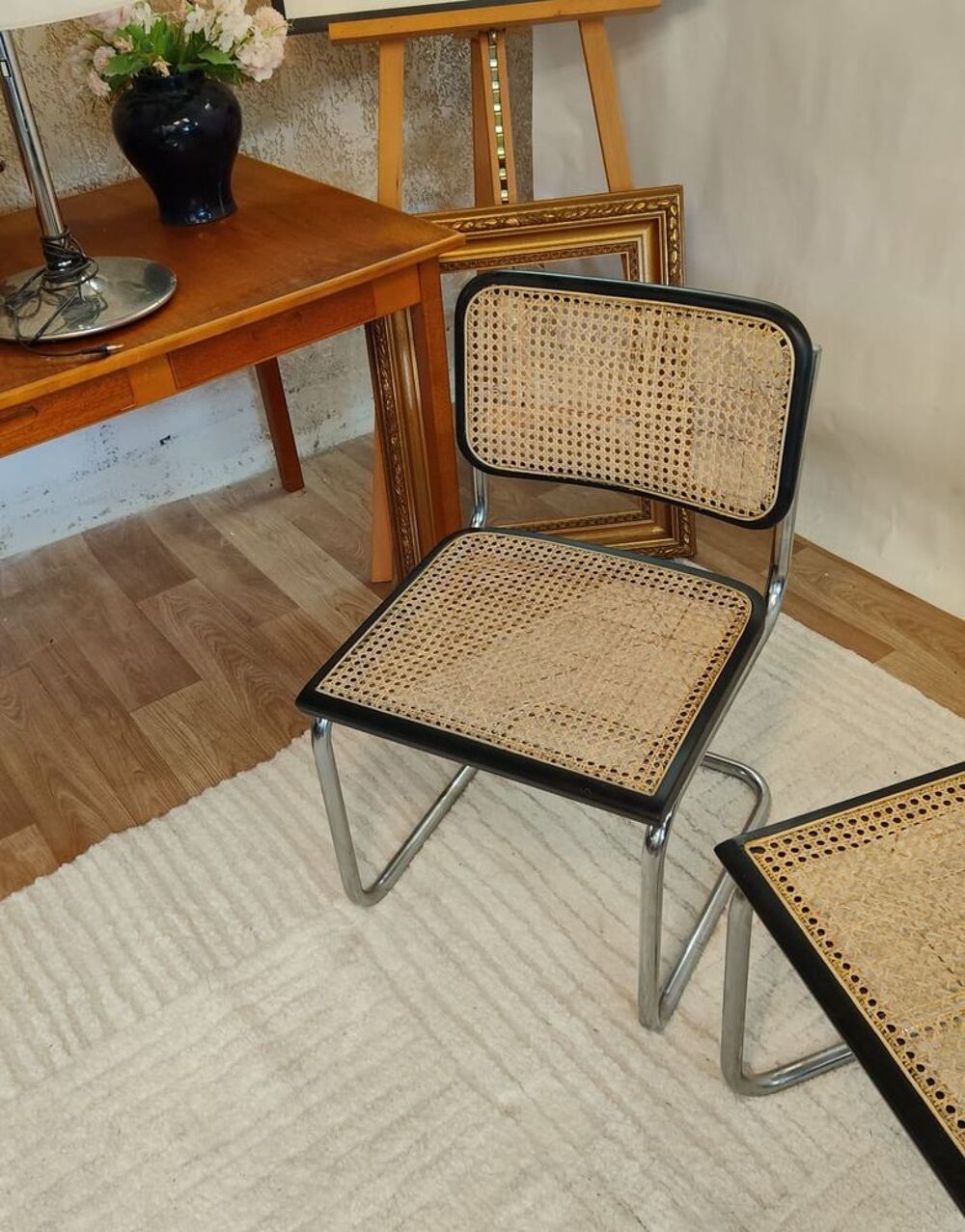 Chaise Cesca B32 noire de Marcel Breuer, Italie Meubles